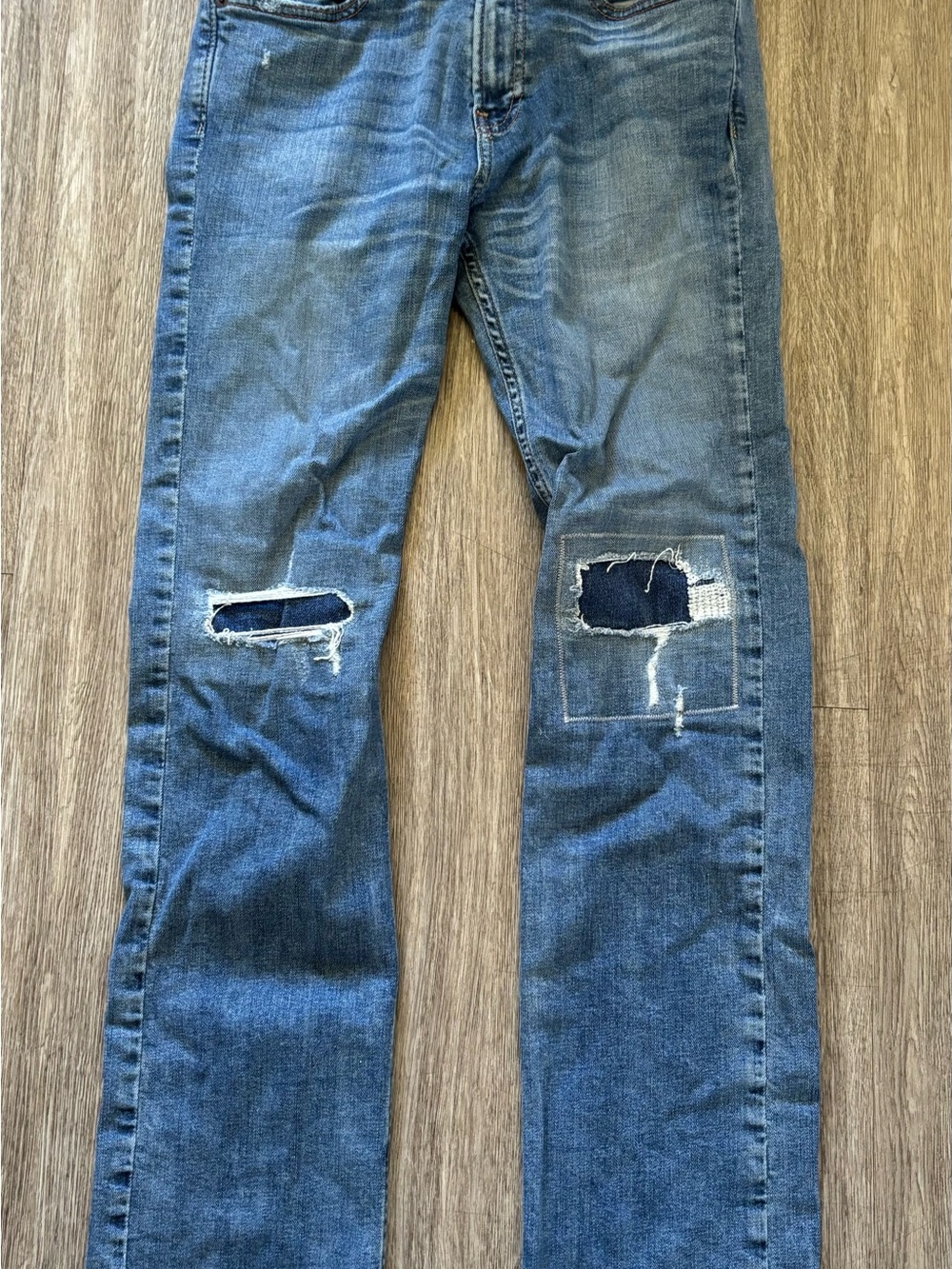 abercrombie kids Distressed Blue Straight Jeans